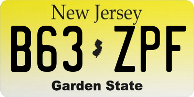 NJ license plate B63ZPF