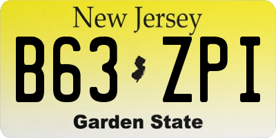 NJ license plate B63ZPI