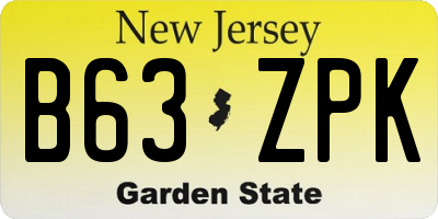 NJ license plate B63ZPK