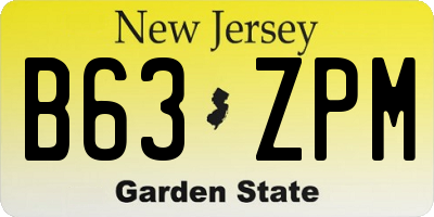 NJ license plate B63ZPM