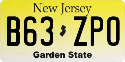 NJ license plate B63ZPO