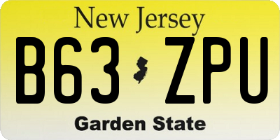 NJ license plate B63ZPU