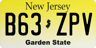 NJ license plate B63ZPV