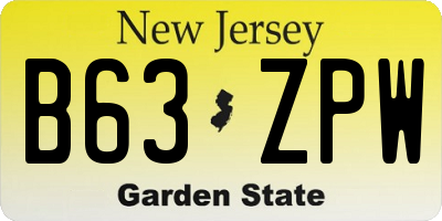 NJ license plate B63ZPW