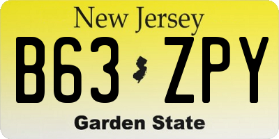 NJ license plate B63ZPY
