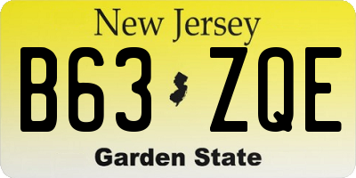 NJ license plate B63ZQE