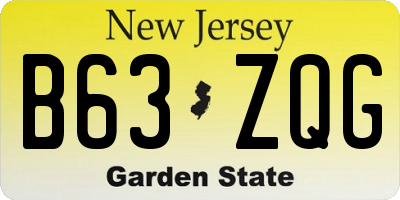 NJ license plate B63ZQG