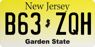 NJ license plate B63ZQH
