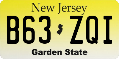 NJ license plate B63ZQI