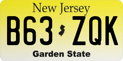 NJ license plate B63ZQK