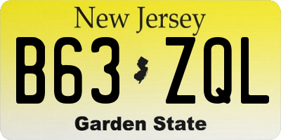 NJ license plate B63ZQL