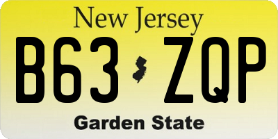 NJ license plate B63ZQP
