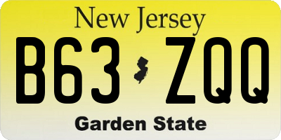 NJ license plate B63ZQQ