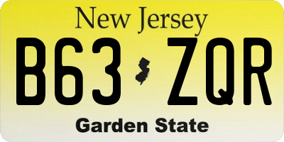NJ license plate B63ZQR