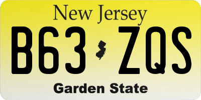 NJ license plate B63ZQS