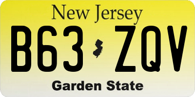 NJ license plate B63ZQV
