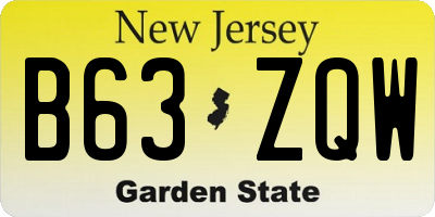 NJ license plate B63ZQW