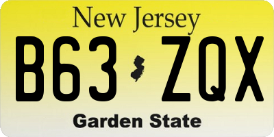 NJ license plate B63ZQX