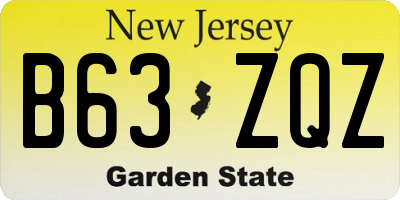 NJ license plate B63ZQZ