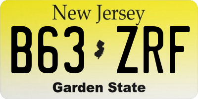 NJ license plate B63ZRF
