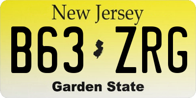NJ license plate B63ZRG