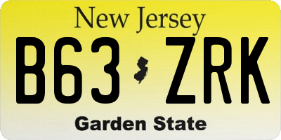 NJ license plate B63ZRK
