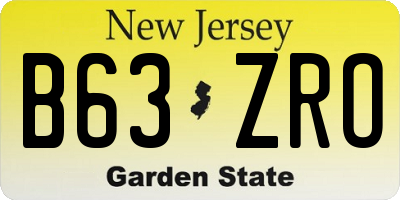 NJ license plate B63ZRO