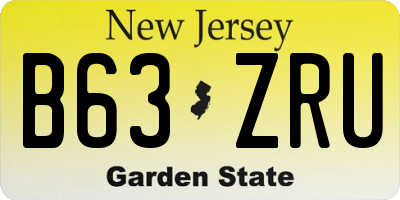 NJ license plate B63ZRU
