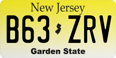 NJ license plate B63ZRV