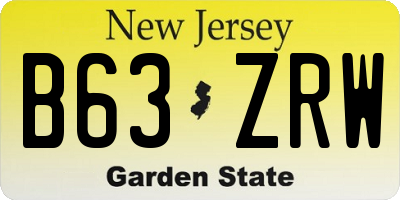 NJ license plate B63ZRW