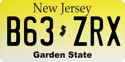 NJ license plate B63ZRX