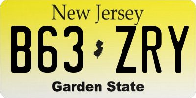 NJ license plate B63ZRY