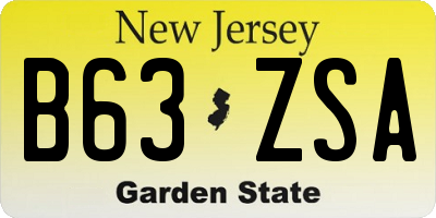 NJ license plate B63ZSA