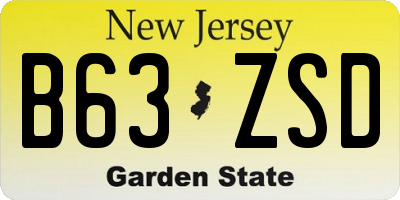NJ license plate B63ZSD