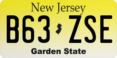 NJ license plate B63ZSE