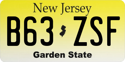NJ license plate B63ZSF