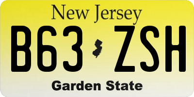 NJ license plate B63ZSH