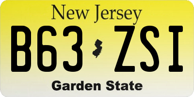 NJ license plate B63ZSI