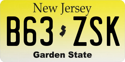 NJ license plate B63ZSK