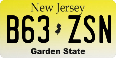NJ license plate B63ZSN