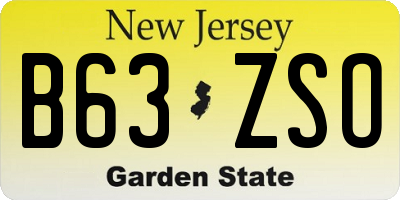 NJ license plate B63ZSO
