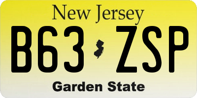 NJ license plate B63ZSP