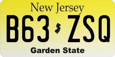 NJ license plate B63ZSQ