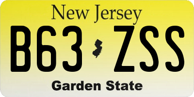 NJ license plate B63ZSS
