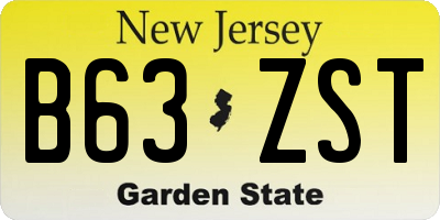 NJ license plate B63ZST