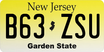 NJ license plate B63ZSU