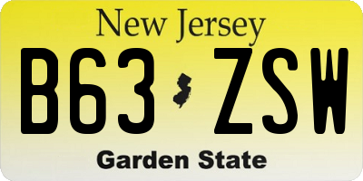 NJ license plate B63ZSW