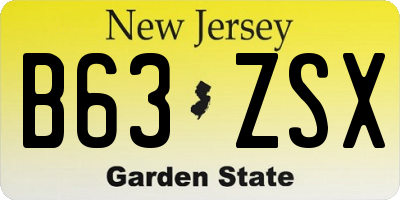NJ license plate B63ZSX
