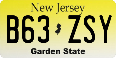 NJ license plate B63ZSY