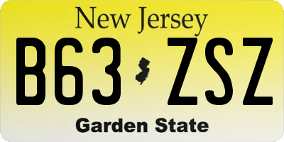 NJ license plate B63ZSZ